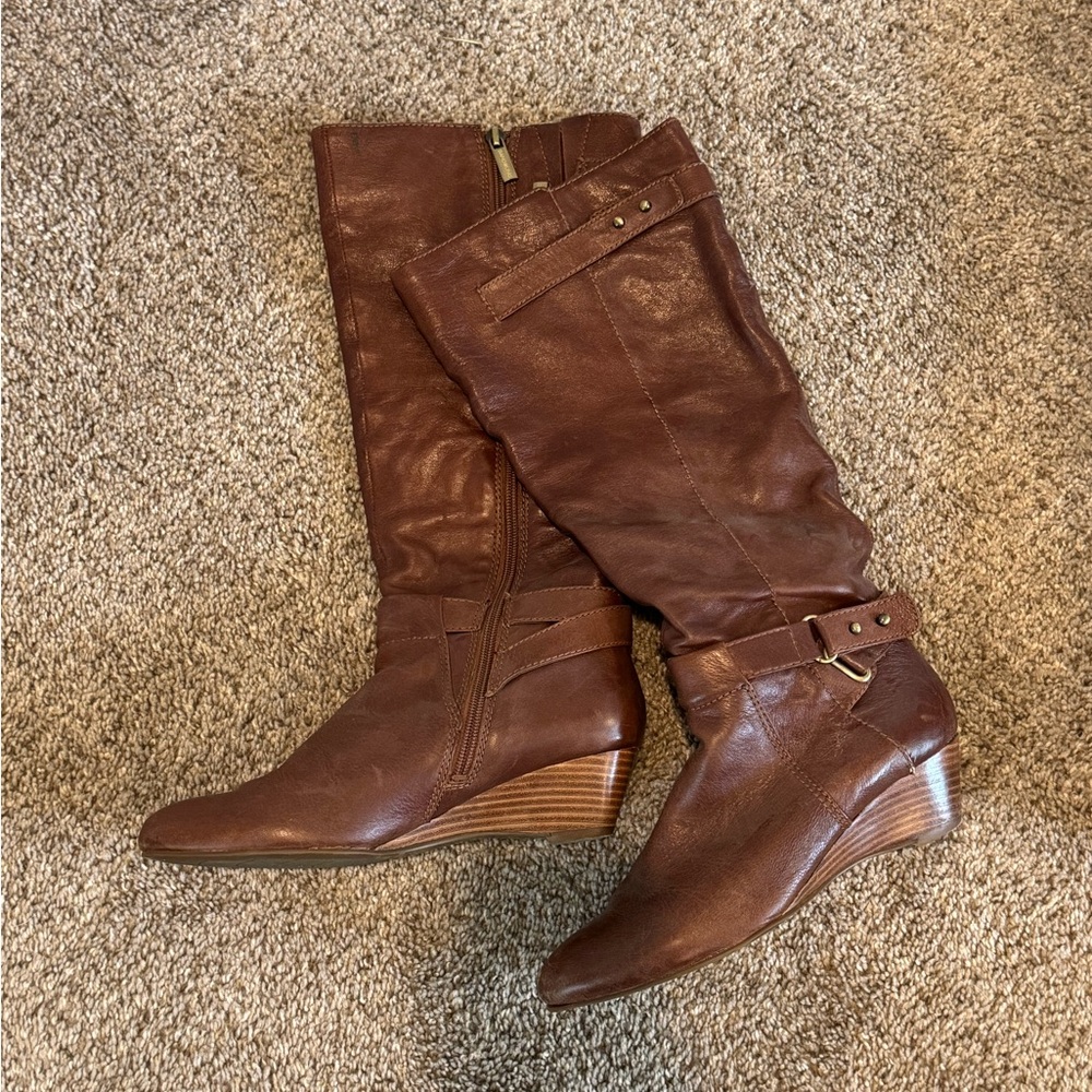 Brown Leather Knee-High Boots